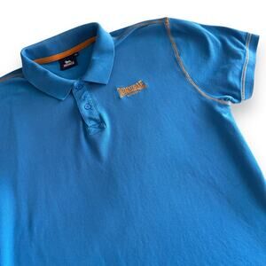 Lonsdale Polo Shirt Mens XL Blue Orange Contrast Stitch Short Sleeve Punk Golf